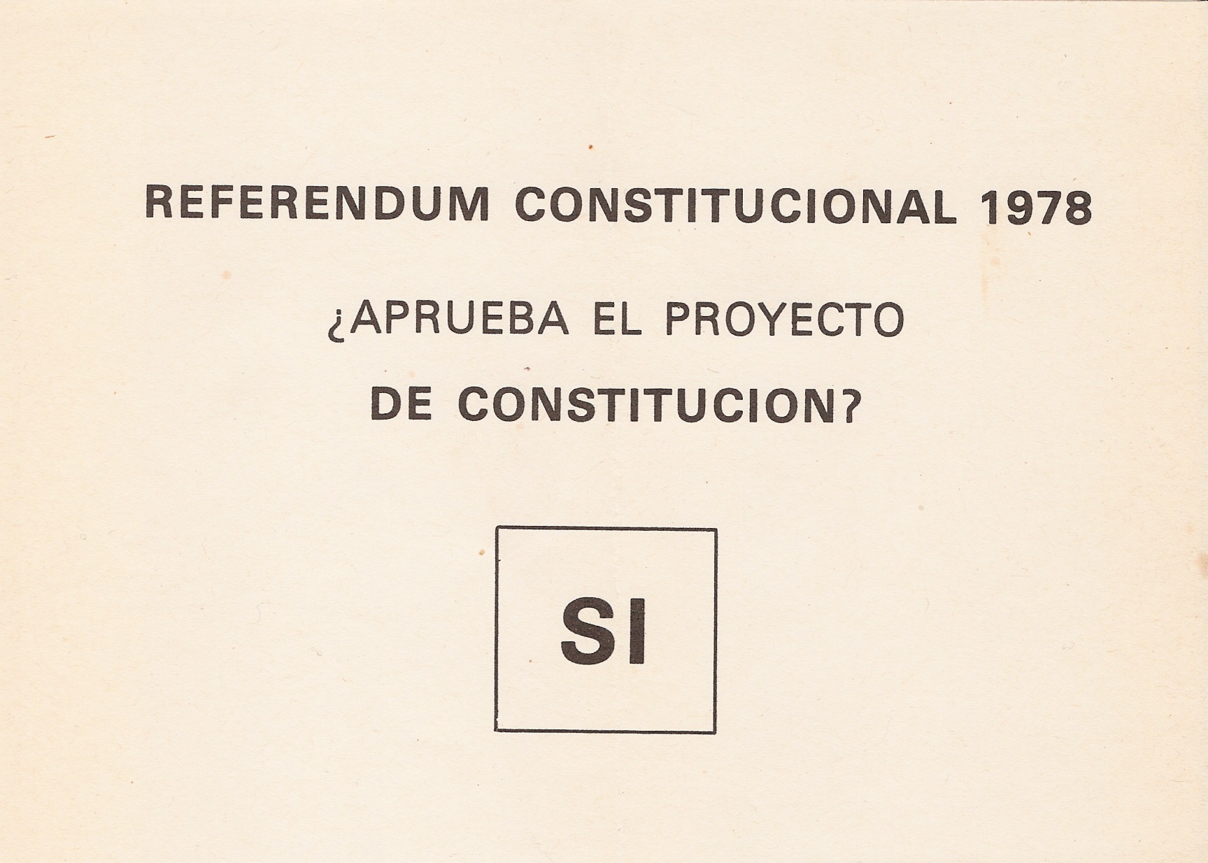 Papeleta oficial para el referéndum de la Constitución española