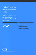 Portada Del 0,7% a la desobediencia civil. Política e información del movimiento y las ONG de Desarrollo