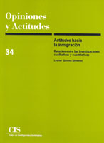 Portada Actitudes hacia la Inmigración. Relación entre las investigaciones cualitativas y cuantitativas