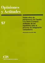 Portada Veinte años de pertenencia de España a la Unión Europea: actitudes de los españoles ante el proceso de integración comunitaria
